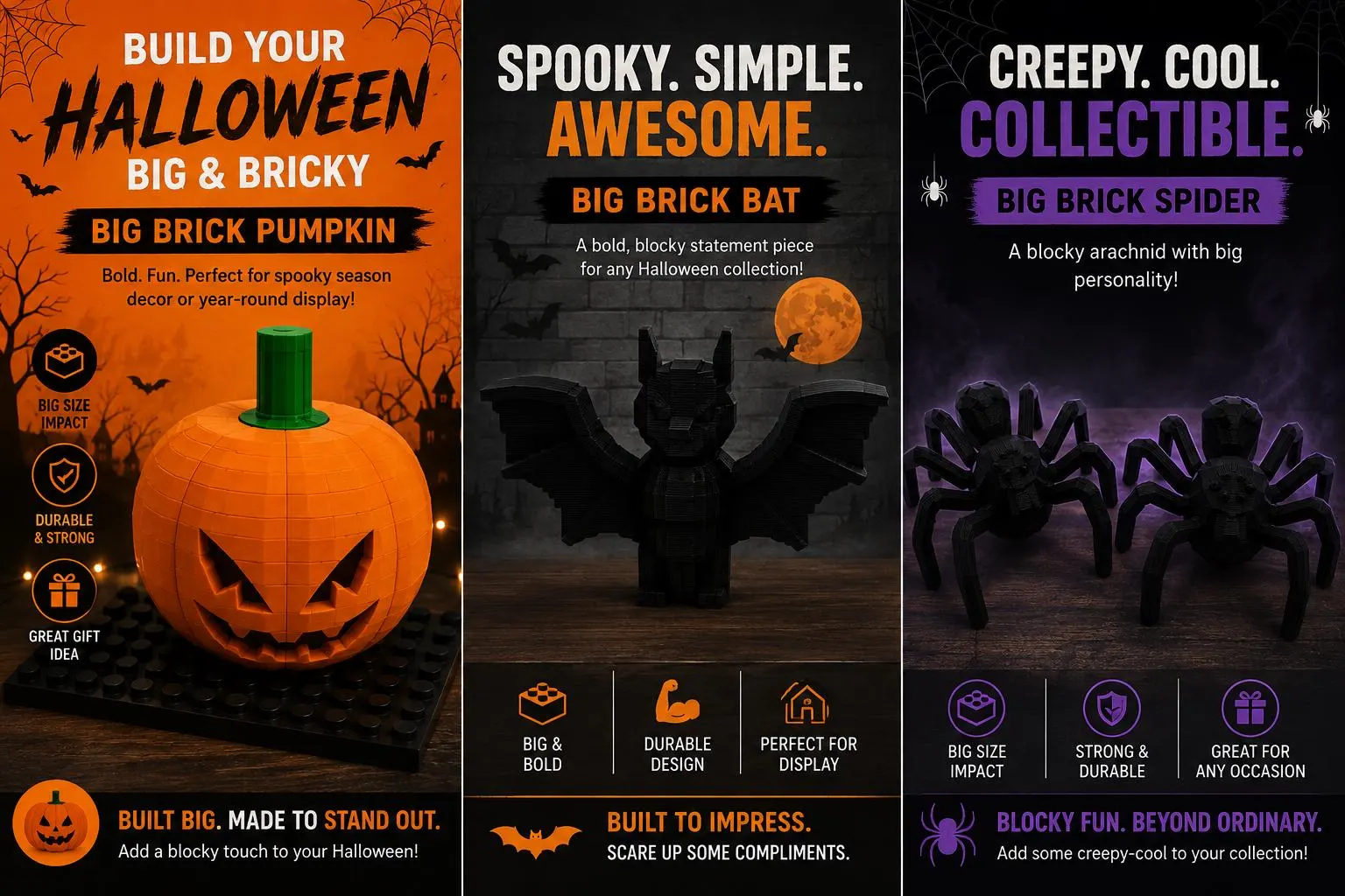 Pumpkin, Bat or Spider Large Scale Big Fig