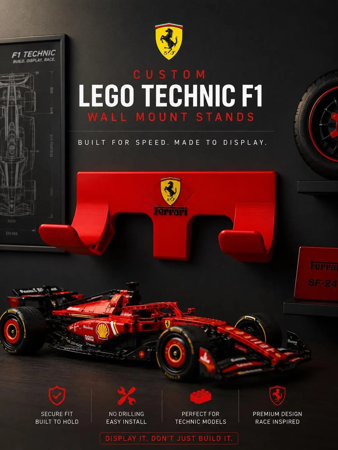 Custom F1 Lego Wall Display Stand, view 3